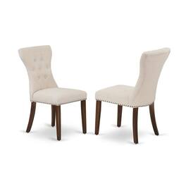East West Furniture - AMGA3-MAH-32 3 Piece Dining Set - 1 Mid Century Dining Table and 2 Light Beige Dining Chairs - Finish - Mahogany