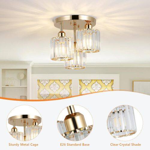 Sturdy Metal Cage E26 Standard Base Clear Crystal Shade