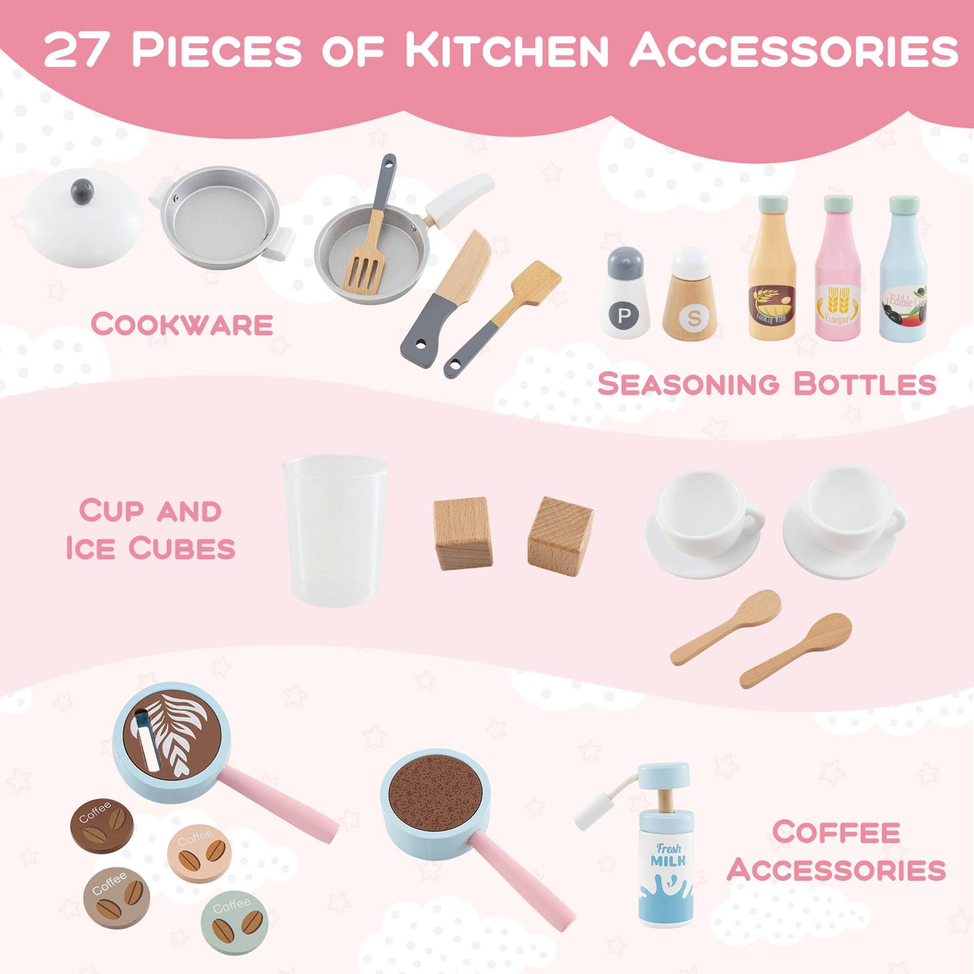 27 PIECES OF KITCHEN ACCESSORIES

COOKWARE

SEASONING BOTTLES

CUP AND ICE CUBES

COFFEE ACCESSORIES