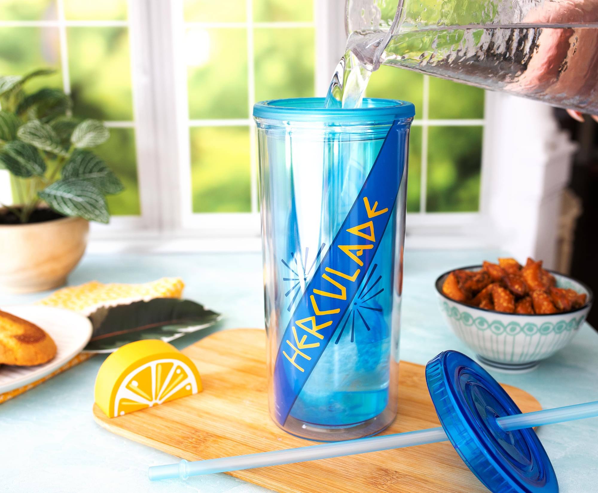 Alt View 2. Silver Buffalo - Disney Hercules Double-Walled Tumbler With Lid and Straw | Holds 20 Ounces - Blue.