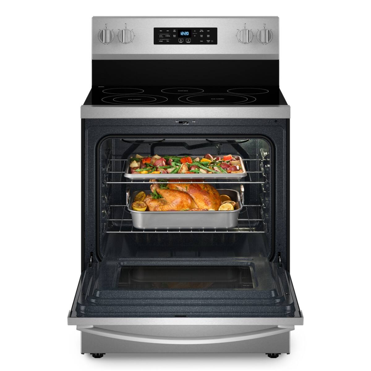 Alt View 9. Whirlpool - 5.3 Cu. Ft. Freestanding Electric Range with Air Cooking Technology, No Preheat Air Fry and Air Baking and Self Clean - Stainless Steel.