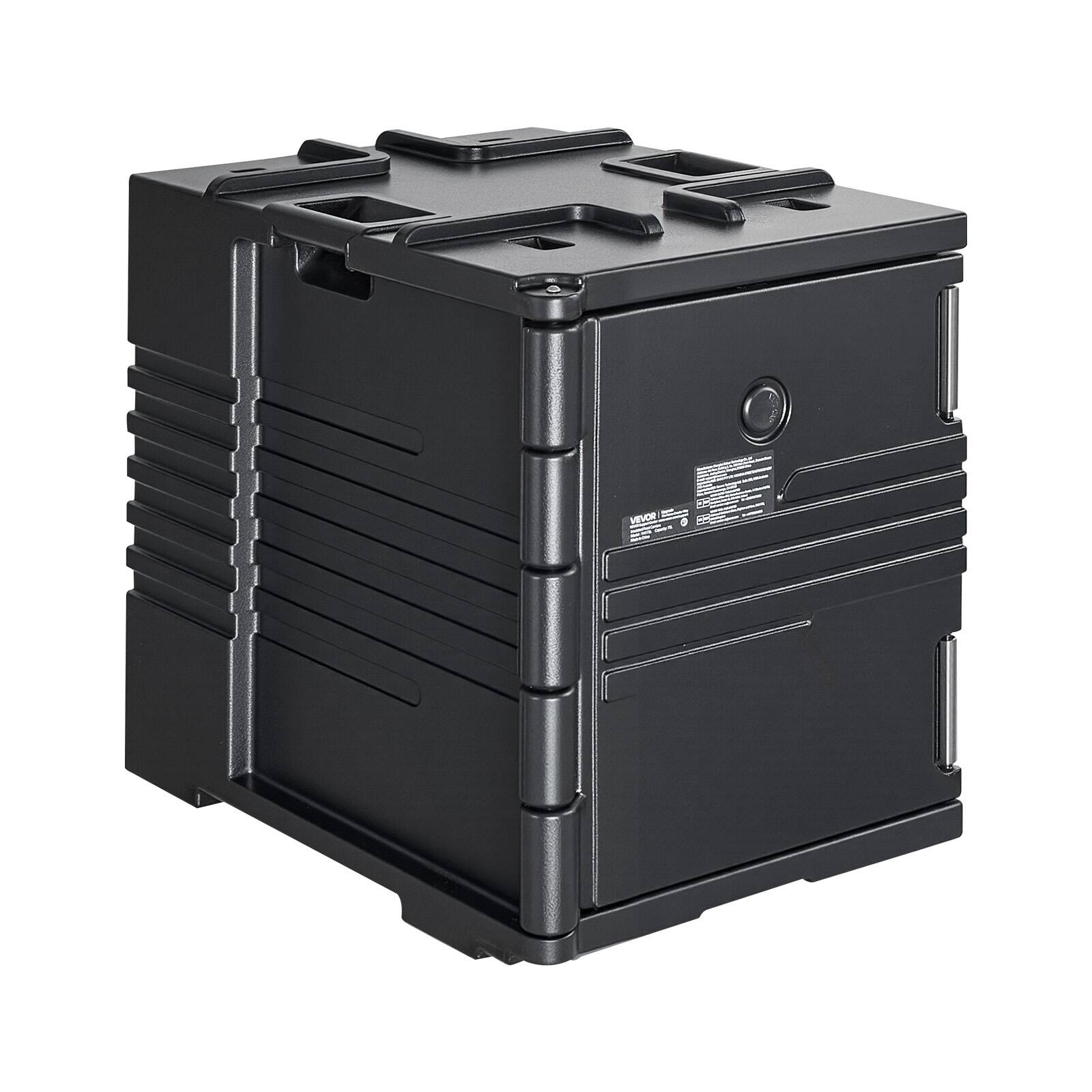 Alt View 5. VEVOR - Insulated Food Pan Carrier, 82 Qt Non-Electrical Food Warmer, with Wheel & 304 Stainless Steel Latch, LLDPE Stackable - Black.