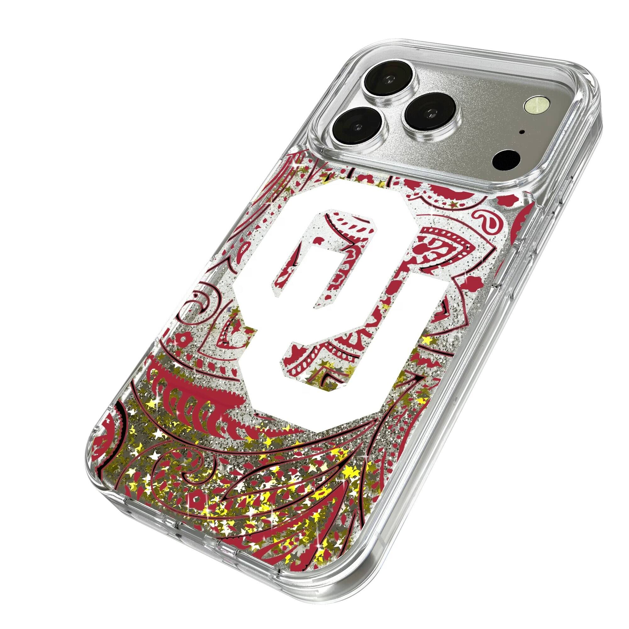 Alt View 1. Keyscaper - Oklahoma Sooners iPhone Glitter Paisley Design Case - 13 Pro Max - Multicolor.