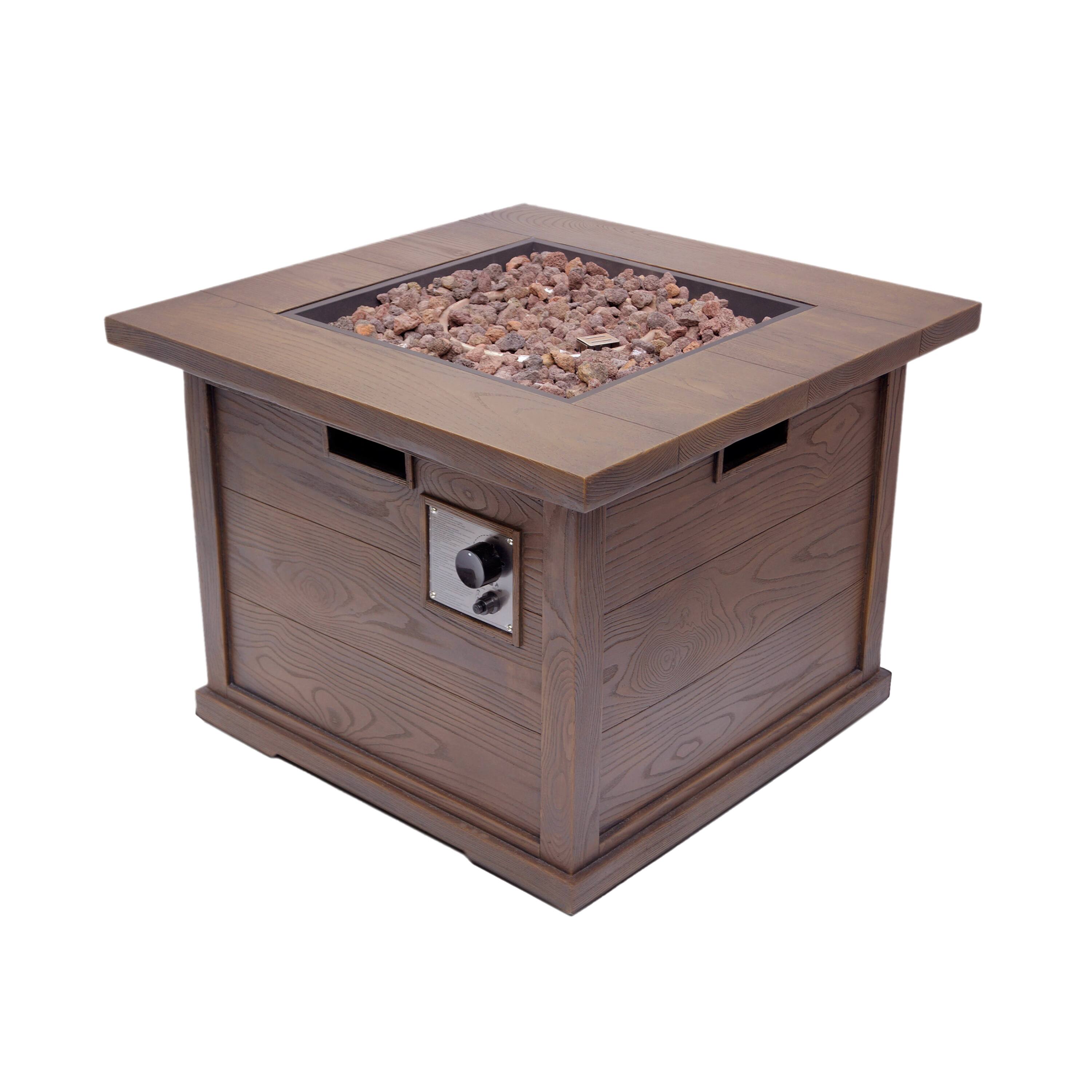 Alt View 2. APRILSOUL - Outdoor Patio 24 inch H x 32 inch W Square Gas Burning MgO Fire Pit Tank Inside Brown Wood Pattern 40000 BTU - Brown.