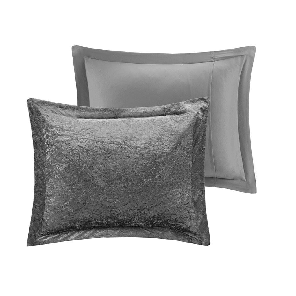 Alt View 4. Gracie Mills - Gracie Mills Andrea Velvet Comforter Set with Throw Pillow - Grey.