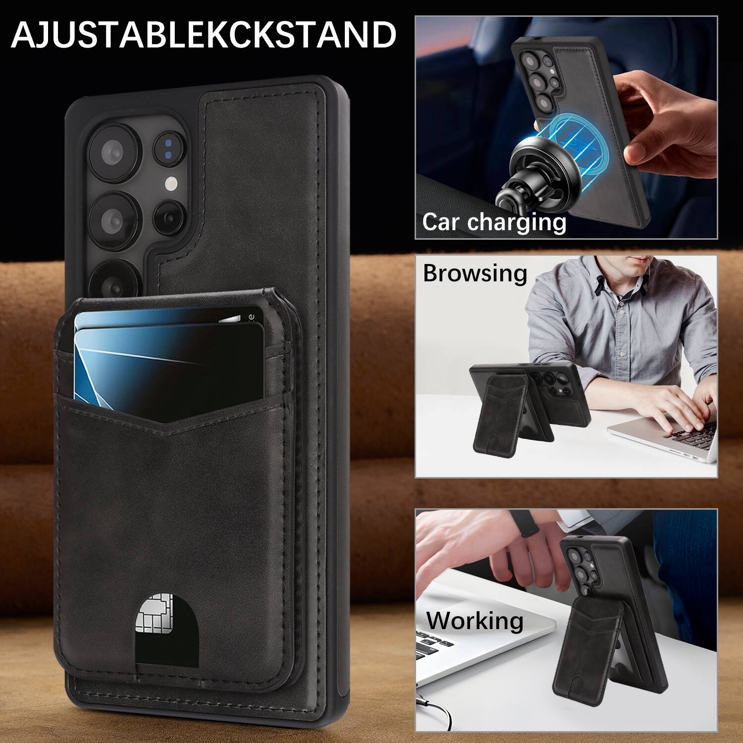 AJUSTABLEKCKSTAND

Car charging

Browsing

Working