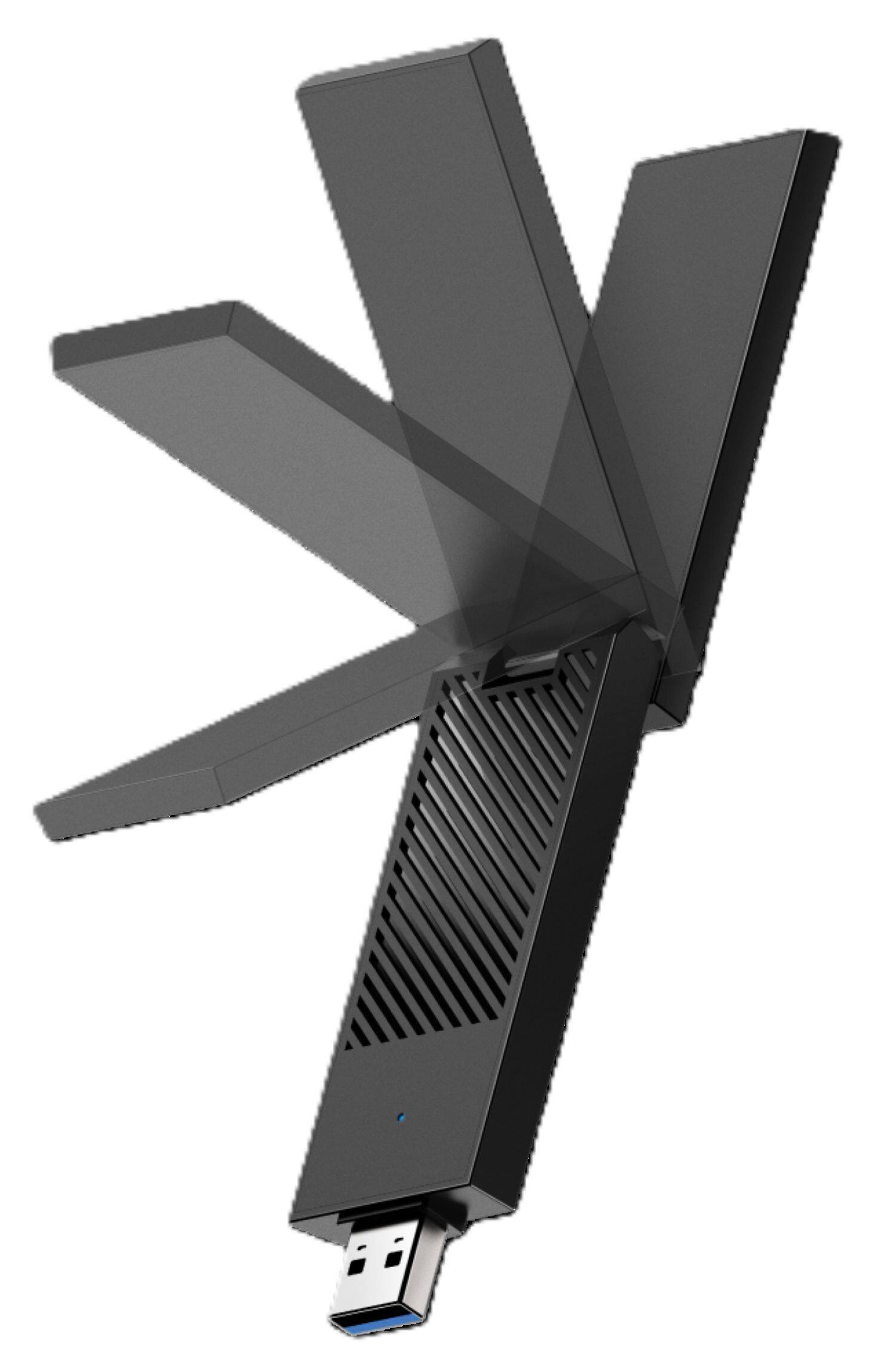 Left. Cudy - BE6500 Tir-Band Wi-Fi 7 USB 3.0 Adapter, 802.11be/ax/ac/a/b/g/n, 2880Mbps at 6GHz, 2880Mbps at 5Ghz, 688Mbps at 2.4GHz - Black.