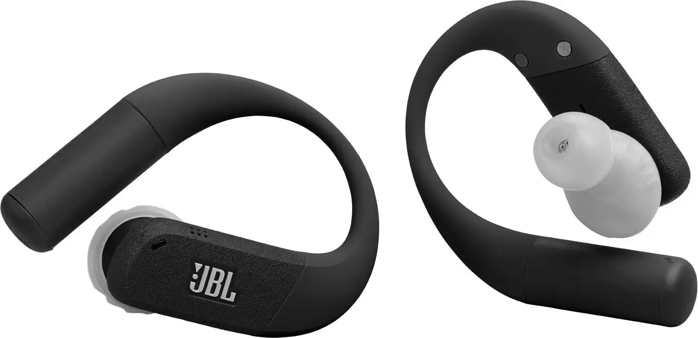 Angle. JBL - Endurance Peak 4 - TRUE Wireless Bluetooth Noise Cancelling Sport In-Ear Earbuds - 2025 - Black / Grey.