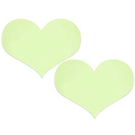 Unique Bargains - 2pcs 3D 5.9" Heart Shape Mirror Wall Sticker, Self-Adhesive Glow in the Dark for DIY Party Wedding Room Decoration - Green