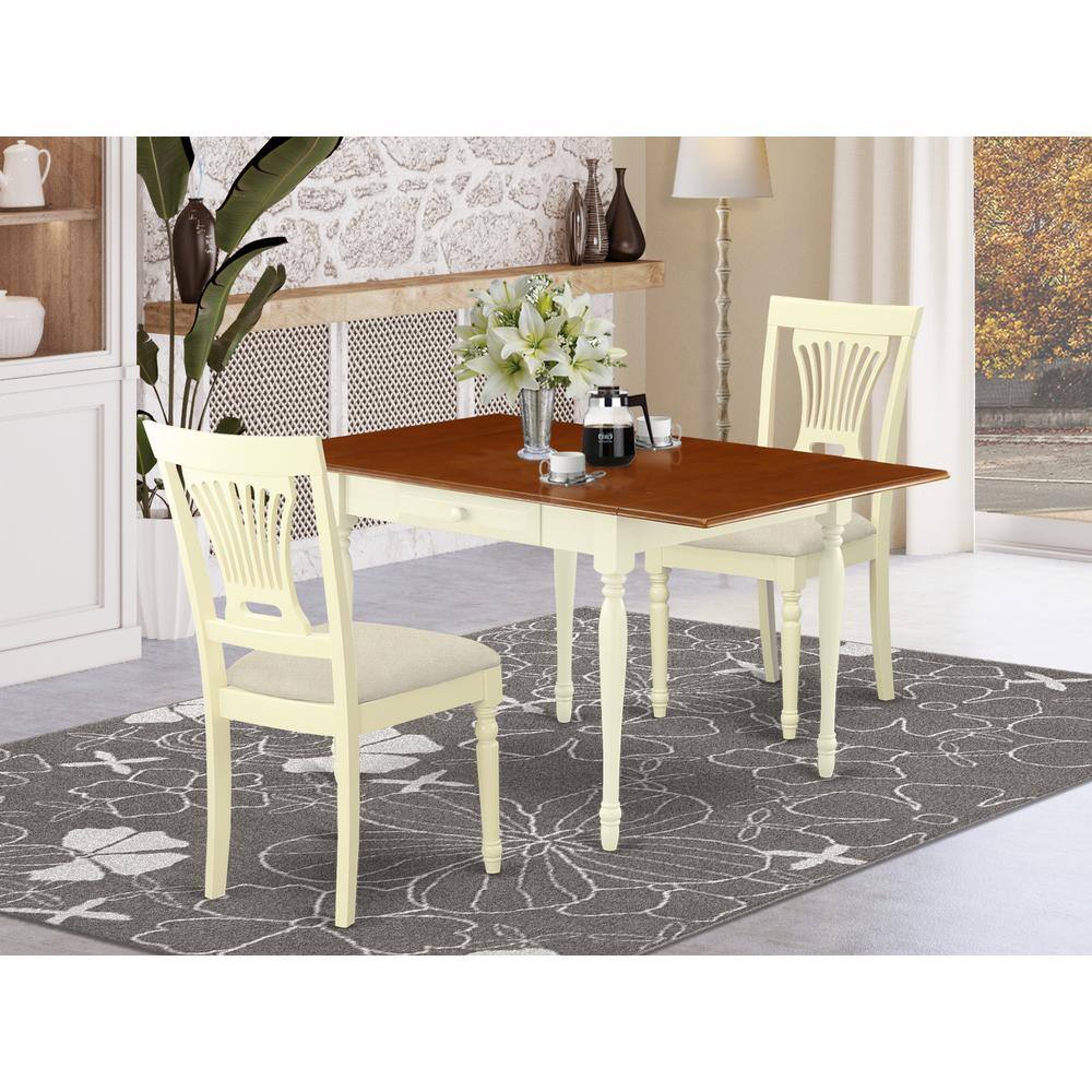 Angle. East West Furniture - Dining Room Set Buttermilk & Cherry - Brown.