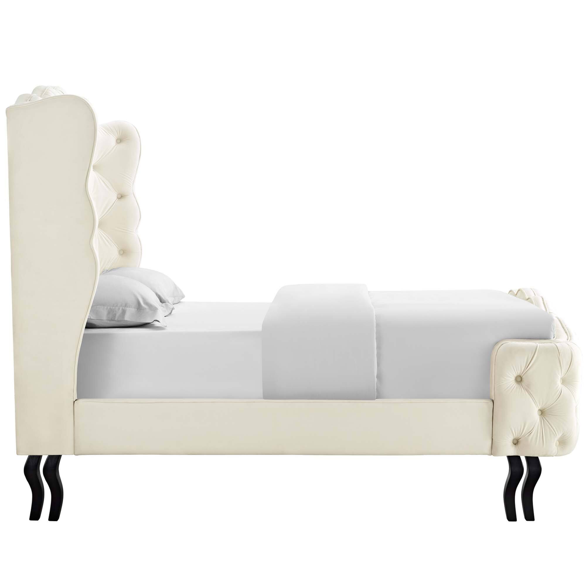 Back. Modway - Tessie Fabric Full Bed Frame with Squared Tapered Legs - Gray.
