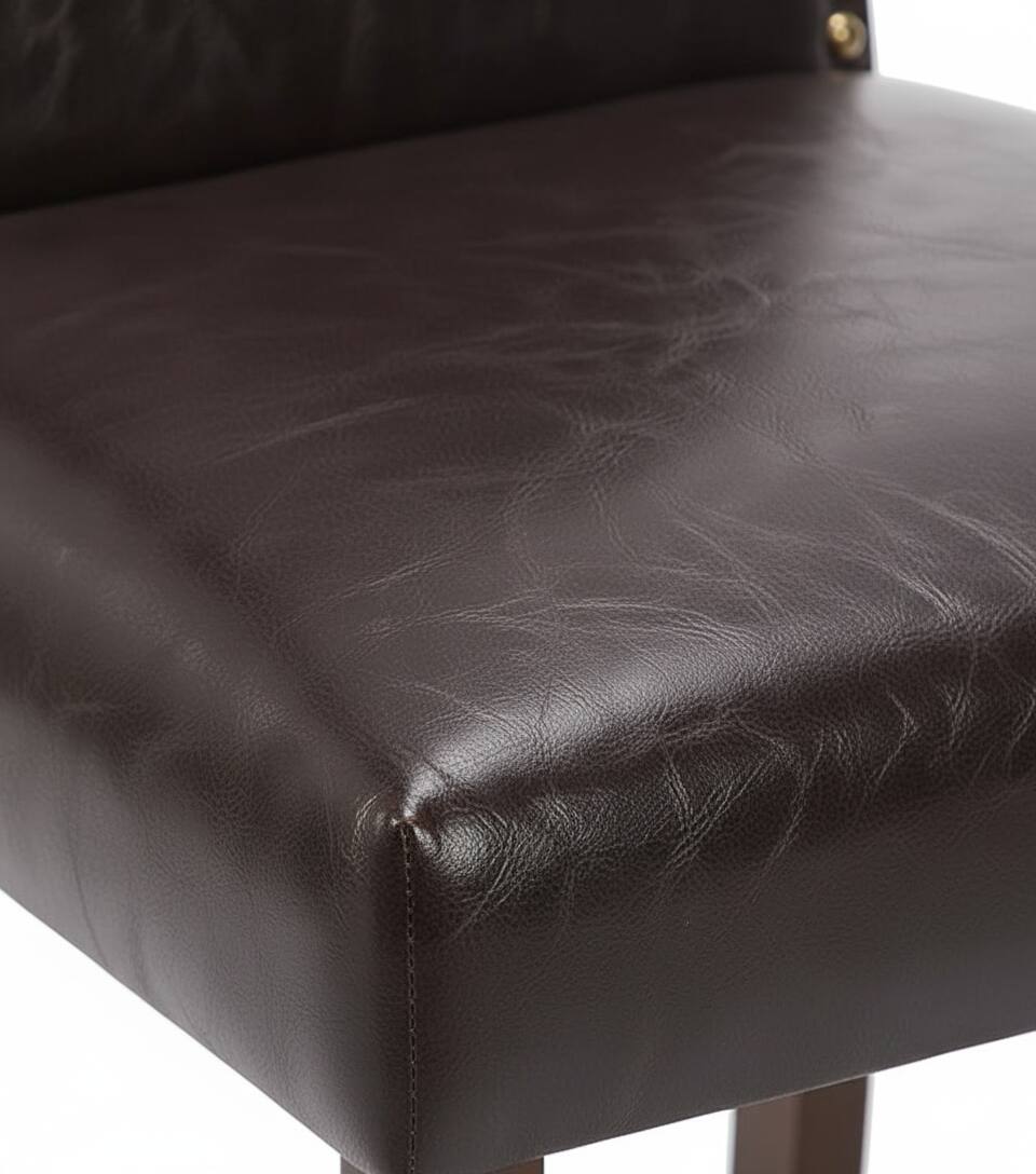 Left. AOITUN - Elegant Dining Chairs Set of 2 Upholstered Leather for Daily Comfort - Ideal for Dining Room and Kitchen - Brown.