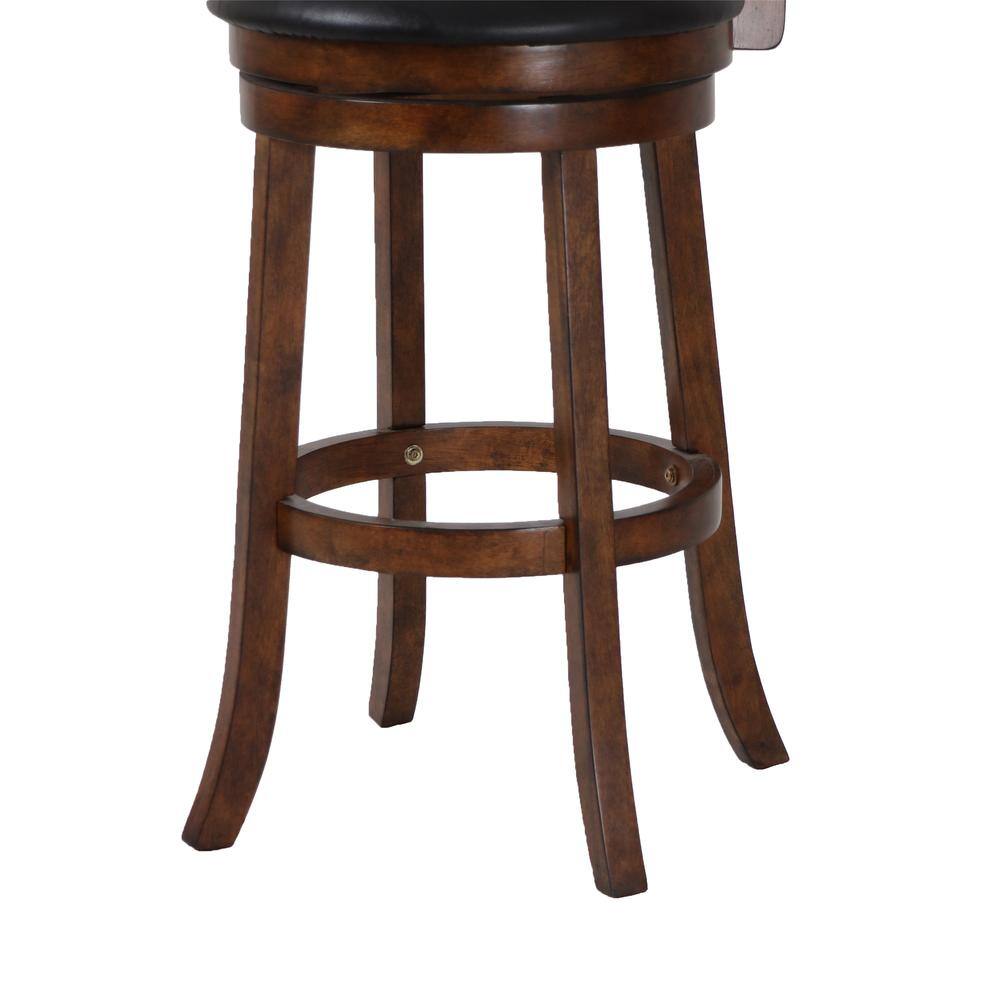 Angle. New Classic Furniture - Bristol Wood Swivel Bar Stool with PU Seat in Dark Brown - Brown.