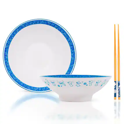 Front. Silver Buffalo - Disney Lilo & Stitch Poses 30-Ounce Ceramic Ramen Bowl and Chopstick Set - Multi-Colored.