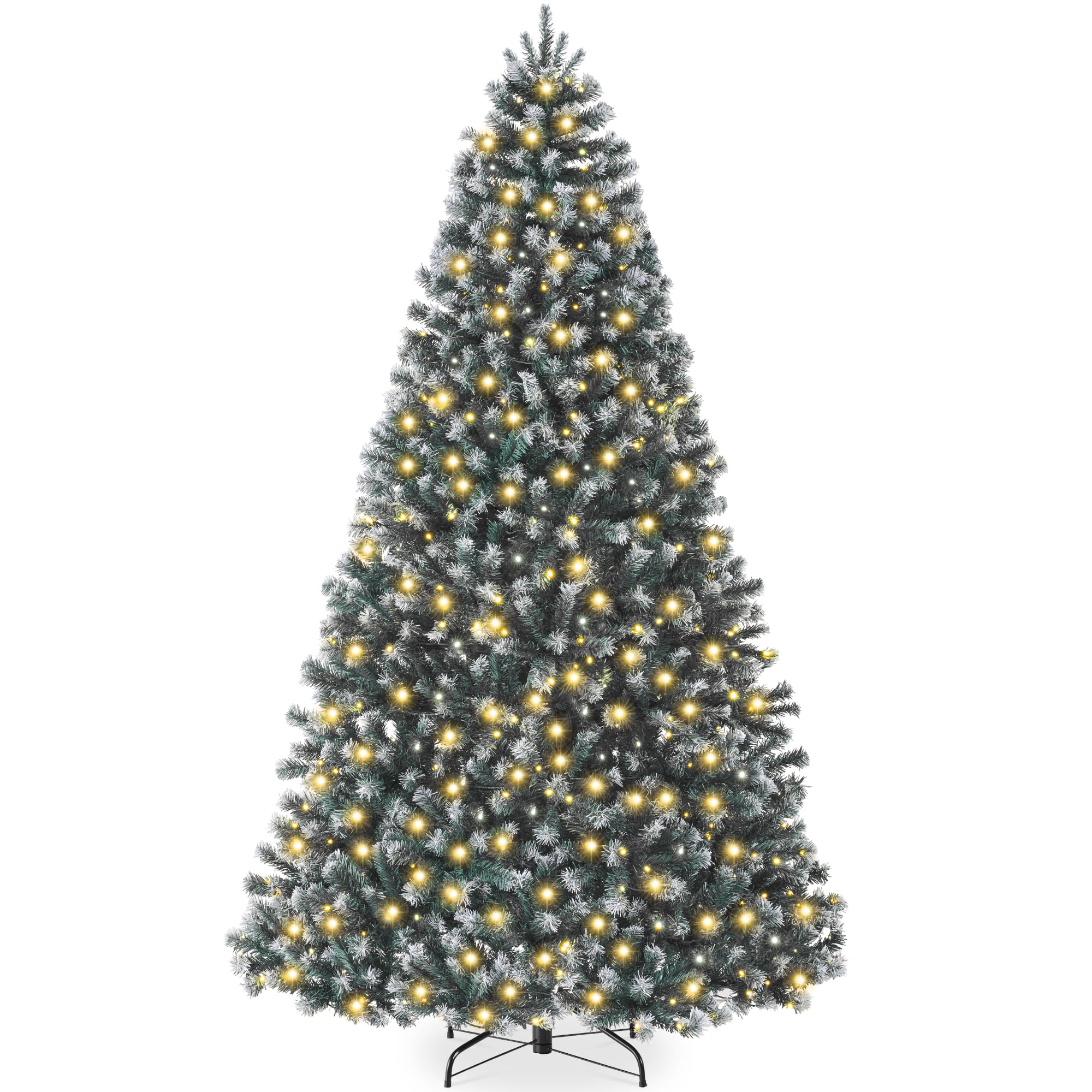 Best Choice Products - Artificial Frosted Christmas Tree, 7.5ft Premium Pre-Lit Spruce Design, Dense Branches Blue Spruce - Blue Spruce - Frosted