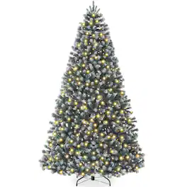 Best Choice Products - Artificial Frosted Christmas Tree, 7.5ft Premium Pre-Lit Spruce Design, Dense Branches Blue Spruce - Blue Spruce - Frosted