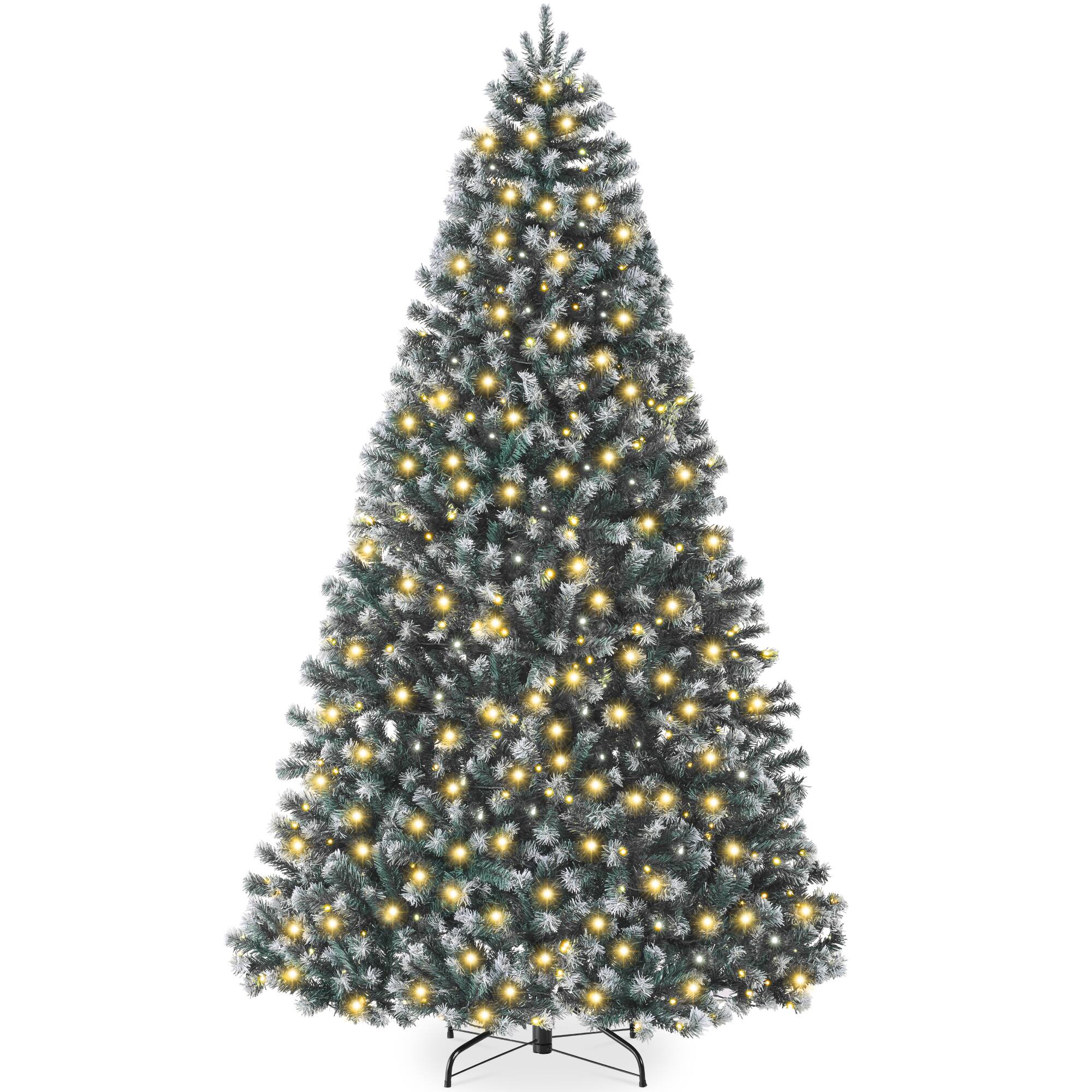 Front. Best Choice Products - Best Choice Products Artificial Frosted Christmas Tree, 7.5ft Premium Pre-Lit Spruce Design, Dense Branches  Blue Spruce - Blue Spruce - Frosted.