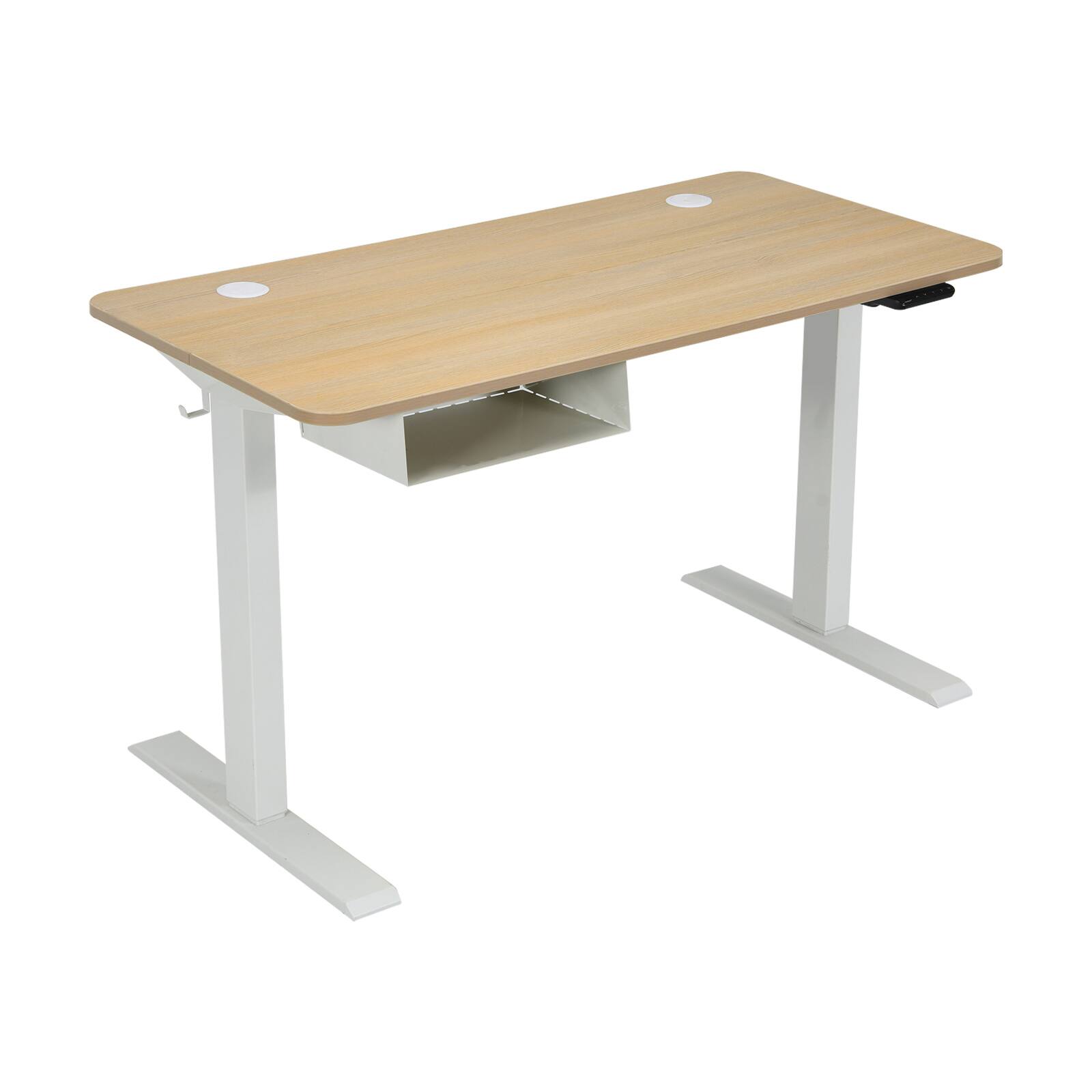 Front. Ecooso - 48 Inch Electric Standing Desk, Height Adjustable Workstation with USB Port and Control Panel - Natural.