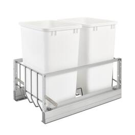 Rev-A-Shelf - Double Pullout 35 qt. Kitchen Trash Can with Soft-Close, 5349-18DM-2 - Silver