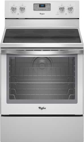 Front. Whirlpool - 30" Self-Cleaning Freestanding Electric Convection Range - White/Silver.