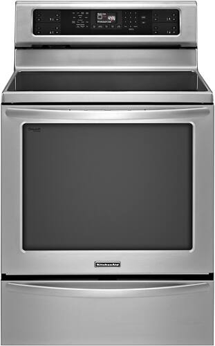 Front. KitchenAid - 30" Self-Cleaning Freestanding Electric Convection Induction Range - Stainless steel.