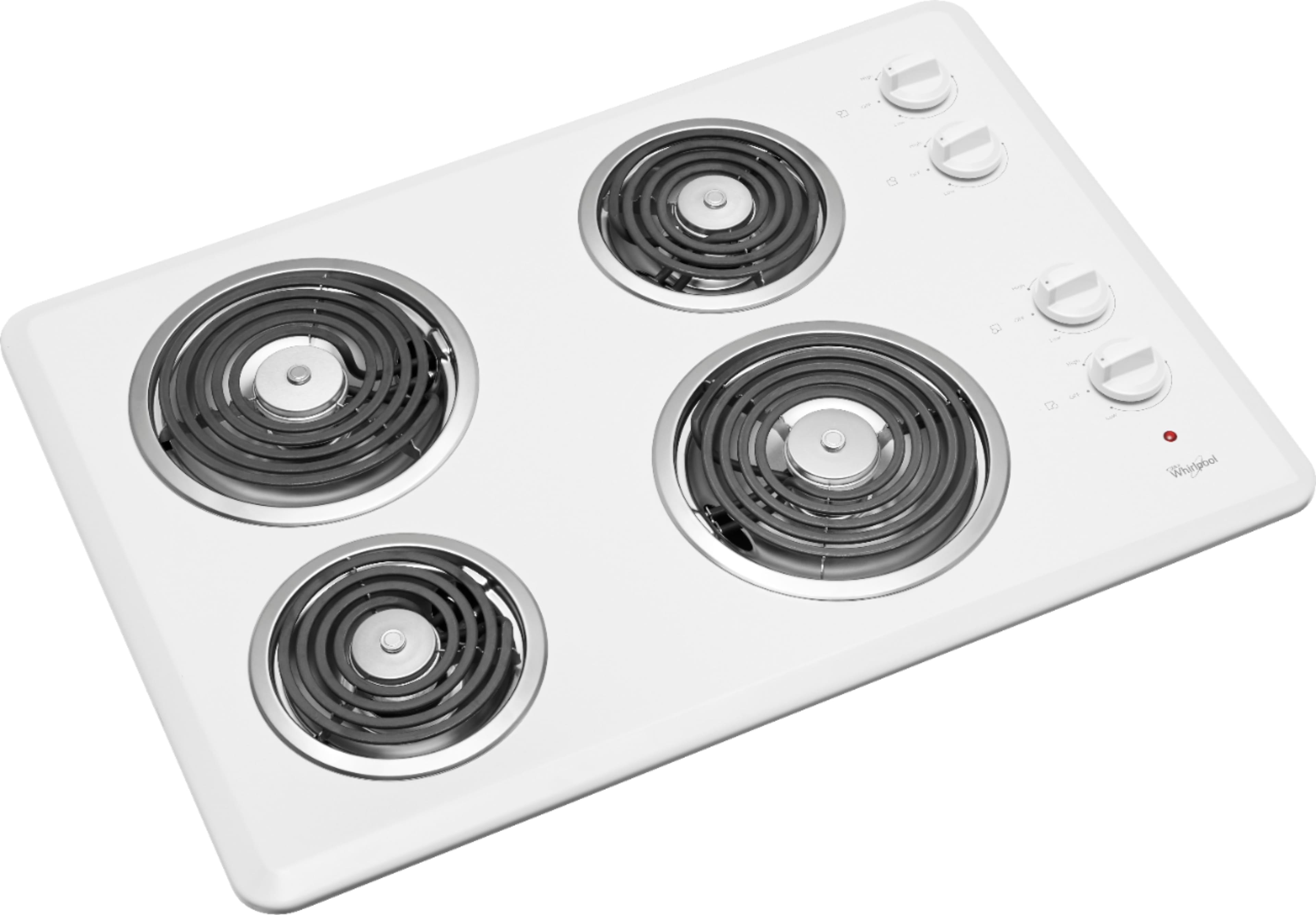 Angle. Whirlpool - 30" Built-In Electric Cooktop - White.
