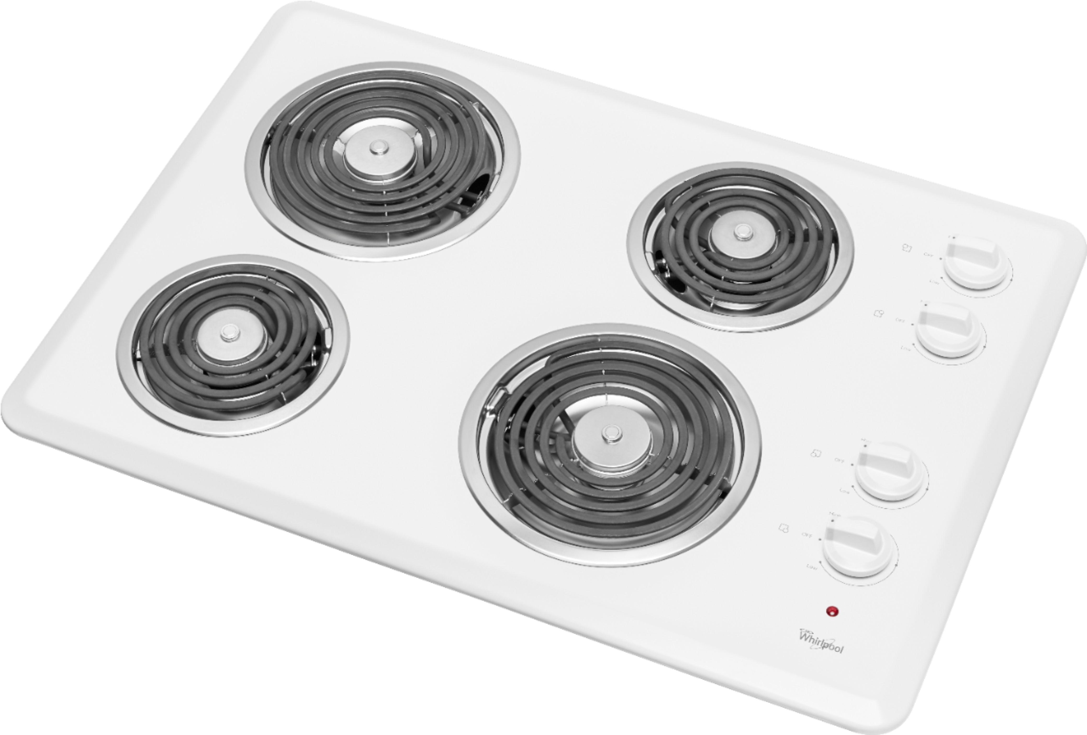 Left View: GE - 30" Built-In Electric Cooktop - Stainless steel on black