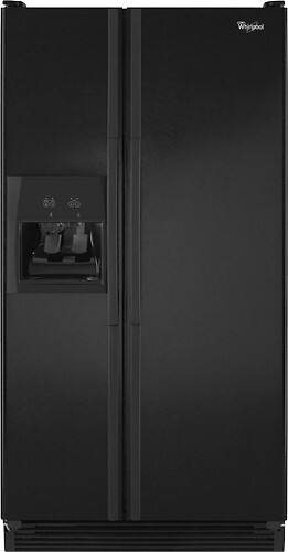 Front Standard. Whirlpool - 25.1 Cu. Ft. Side-by-Side Refrigerator with Thru-the-Door Ice and Water - Black.