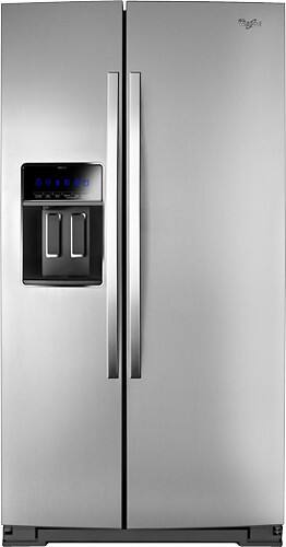 Front Standard. Whirlpool - Gold 24.5 Cu. Ft. Side-by-Side Refrigerator with Thru-the-Door Ice and Water - Monochromatic Stainless-Steel.