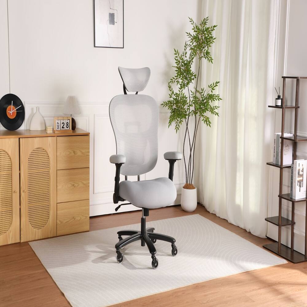 Angle. Loheer - Loheer 500 lbs Big & Tall Gaming Chair, Heavy-Duty Mesh Executive Chair, Adaptive Lumbar Support, Grey - Grey.