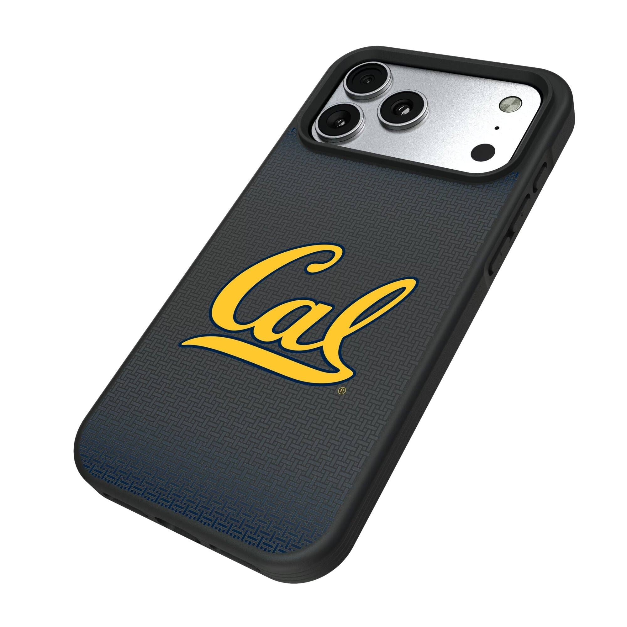 Alt View 1. Keyscaper - Cal Bears Linen Logo iPhone Bump Case - 13 mini - Black.