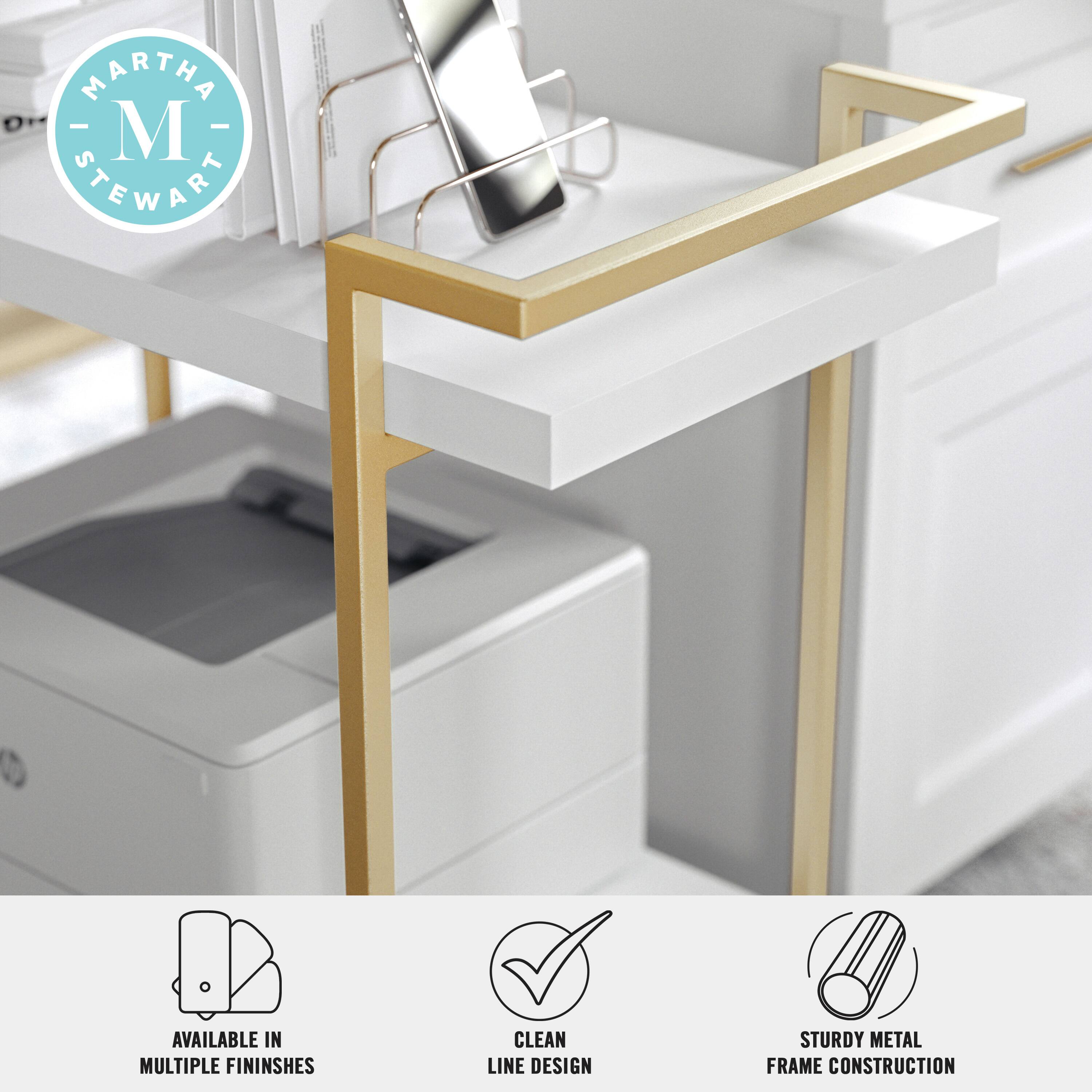 Martha Stewart's desk is available in multiple finishes, including clean line design and sturdy metal frame construction.