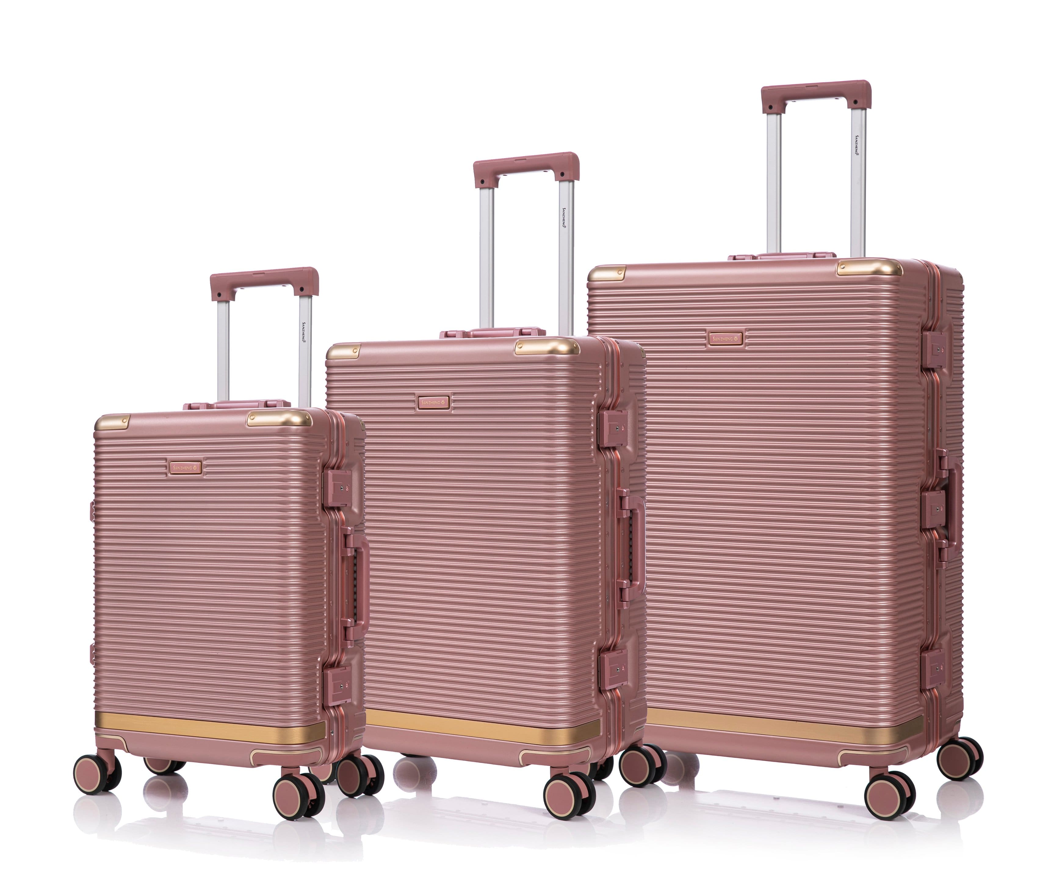 APRILSOUL - Three models set stylish aluminum frame password lock luggage suitable for travel suitcases and suitcases - Rose Gold