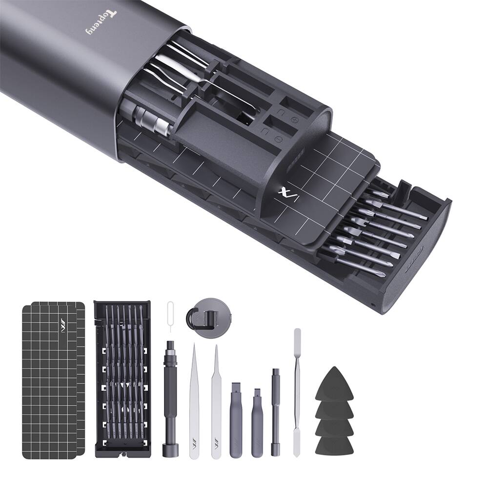 Alt View 1. Topteng - 60-Piece Precision Screwdriver Set with S2 Steel Bits - 42 Magnetic Tips, Spring-Loaded Case, for Electronics Repair​.