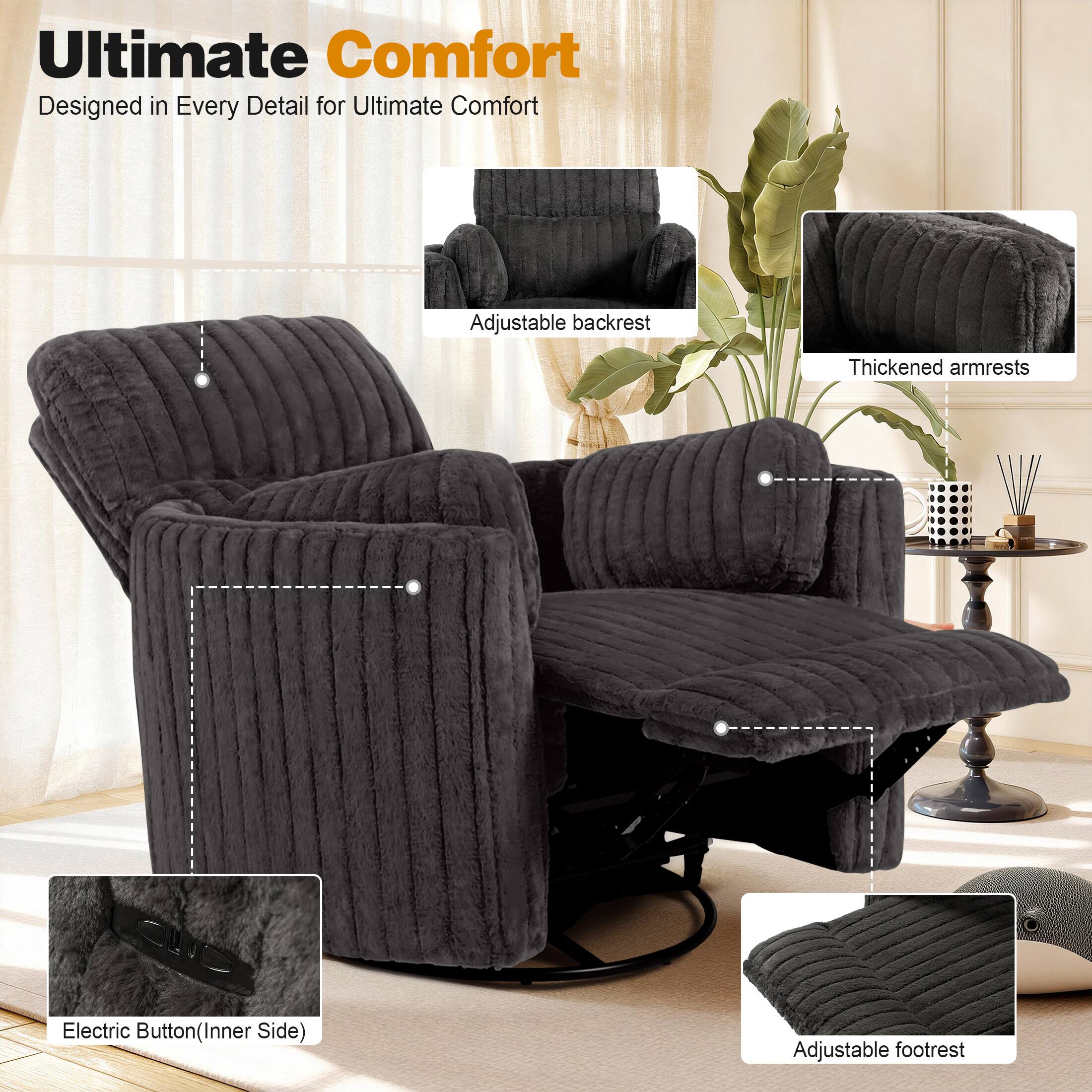 Ultimate Comfort  
Designed in Every Detail for Ultimate Comfort  

- Adjustable backrest  
- Thickened armrests  
- Electric Button (Inner Side)  
- Adjustable footrest