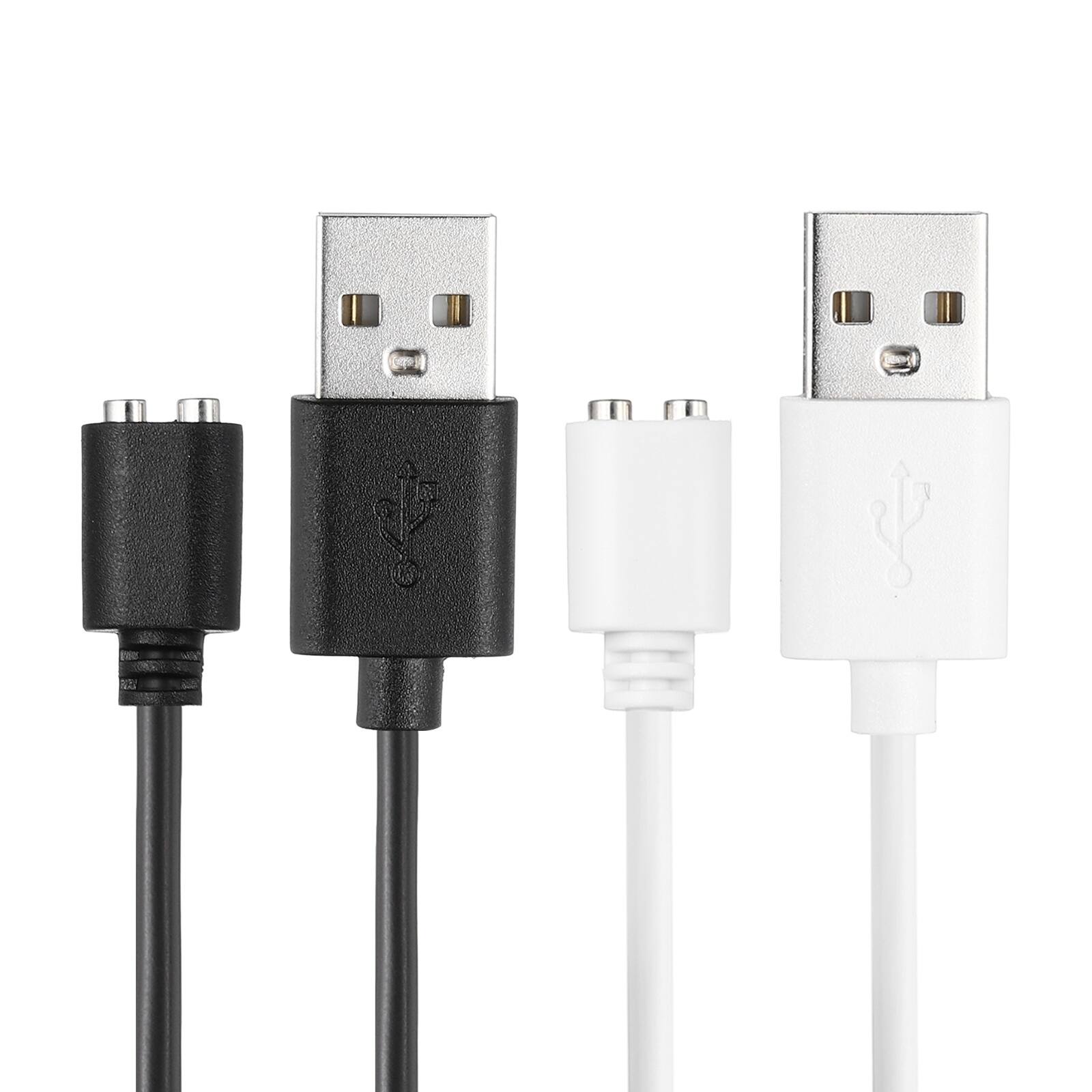 Front. Unique Bargains - Magnetic USB DC Charger Cable, 5mm, 2.6ft, USB, Smart Protect, Single Polarity, 2pcs - for Toothbrush - Black/White.