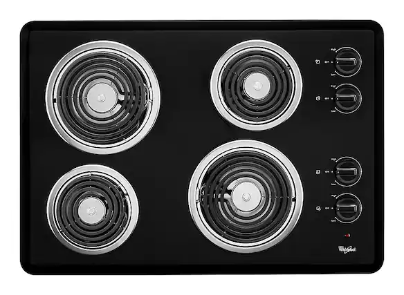 Front. Whirlpool - 30" Built-In Electric Cooktop - Black.