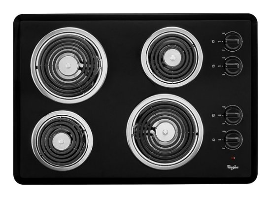 Front Zoom. Whirlpool - 30" Built-In Electric Cooktop - Black.
