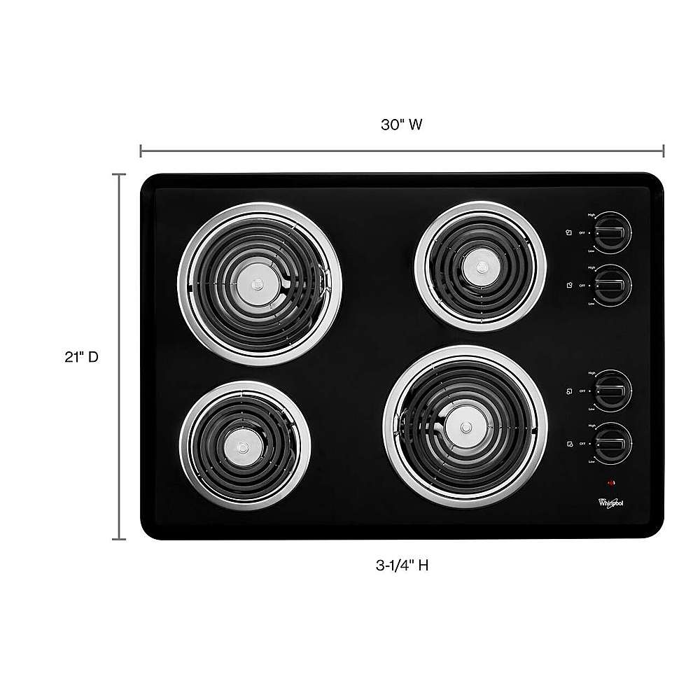 Alt View 14. Whirlpool - 30" Built-In Electric Cooktop - Black.