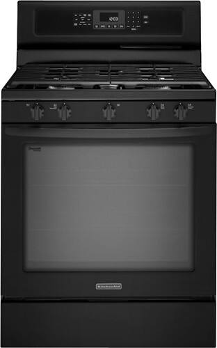 Front Standard. KitchenAid - 30" Self-Cleaning Freestanding Gas Convection Range - Black.