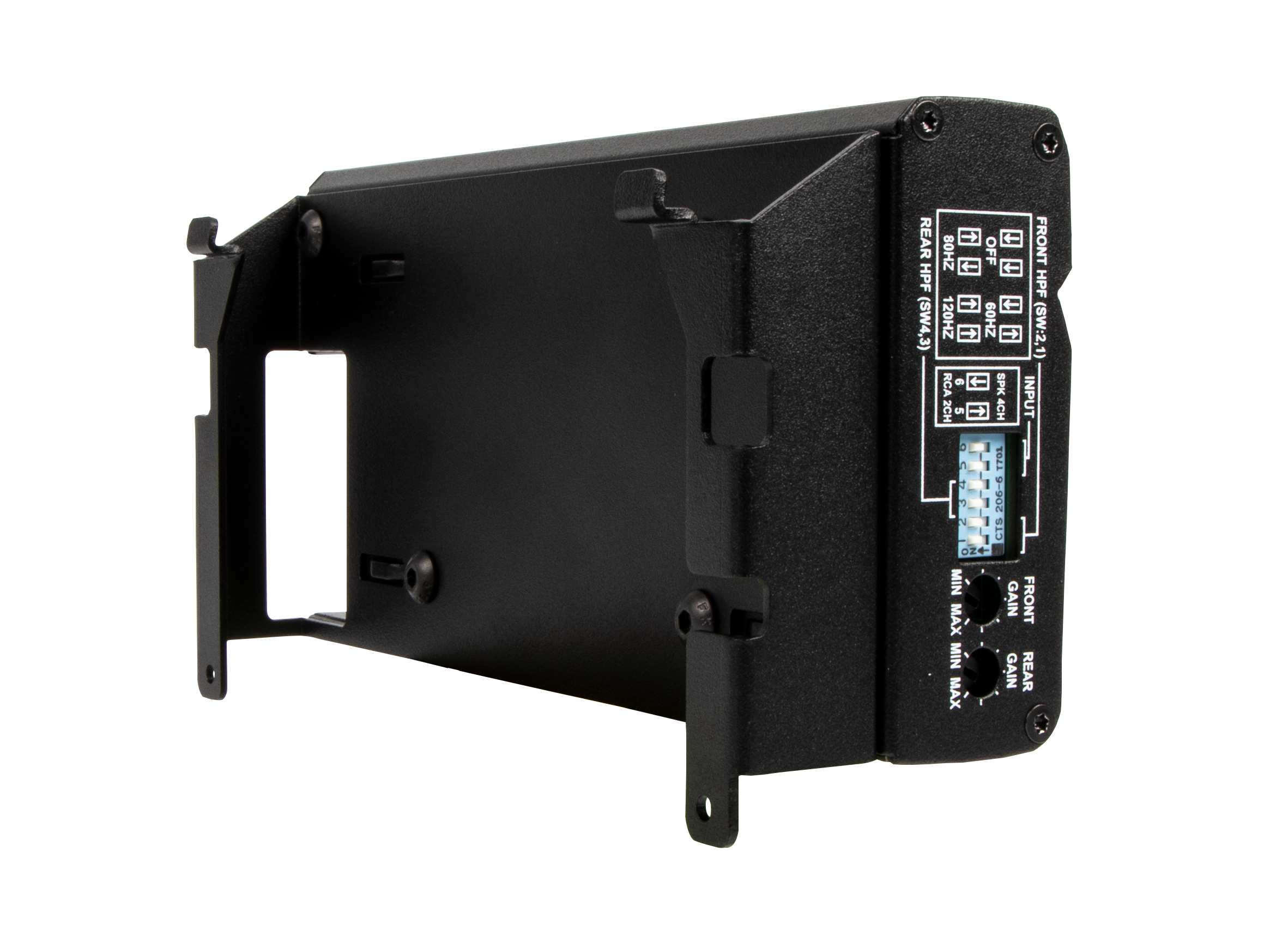 REAR HPF (SW4,3)
80HZ OFF
120HZ
60HZ = (SW:2,1)
FRONT HPF (SW2,1)
80HZ OFF
120HZ
60HZ
RCA 1
SPK 2CH L = 4CH INPUT
MIN GAIN FRONT MAX
MIN GAIN REAR MAX
CTD
TROL S V T 7 206-6