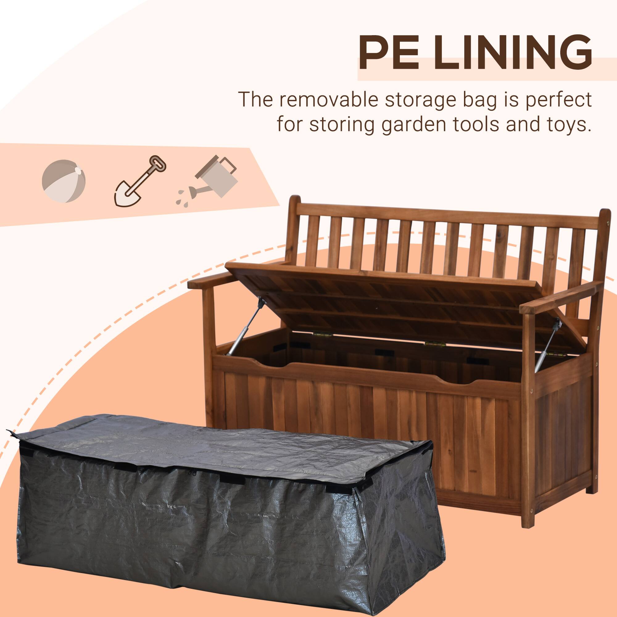PE LINING

The removable storage bag is perfect for storing garden tools and toys.