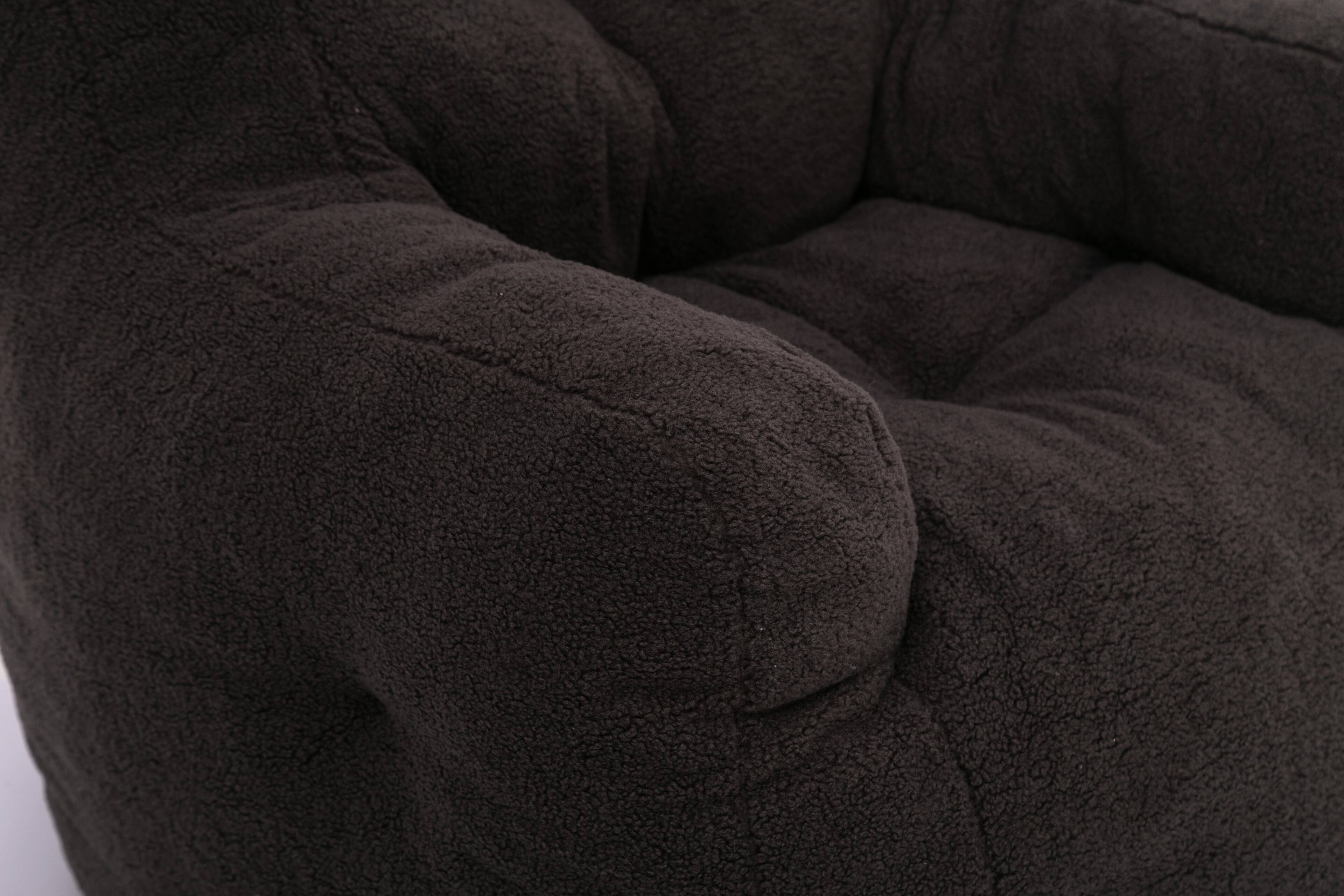 Alt View 5. GOODSILO - Luxury Plush Bean Bag Chair with Ergonomic Support - Soft Teddy Fabric and Memory Foam Filling for Ultimate Comfort - Dark Gray.