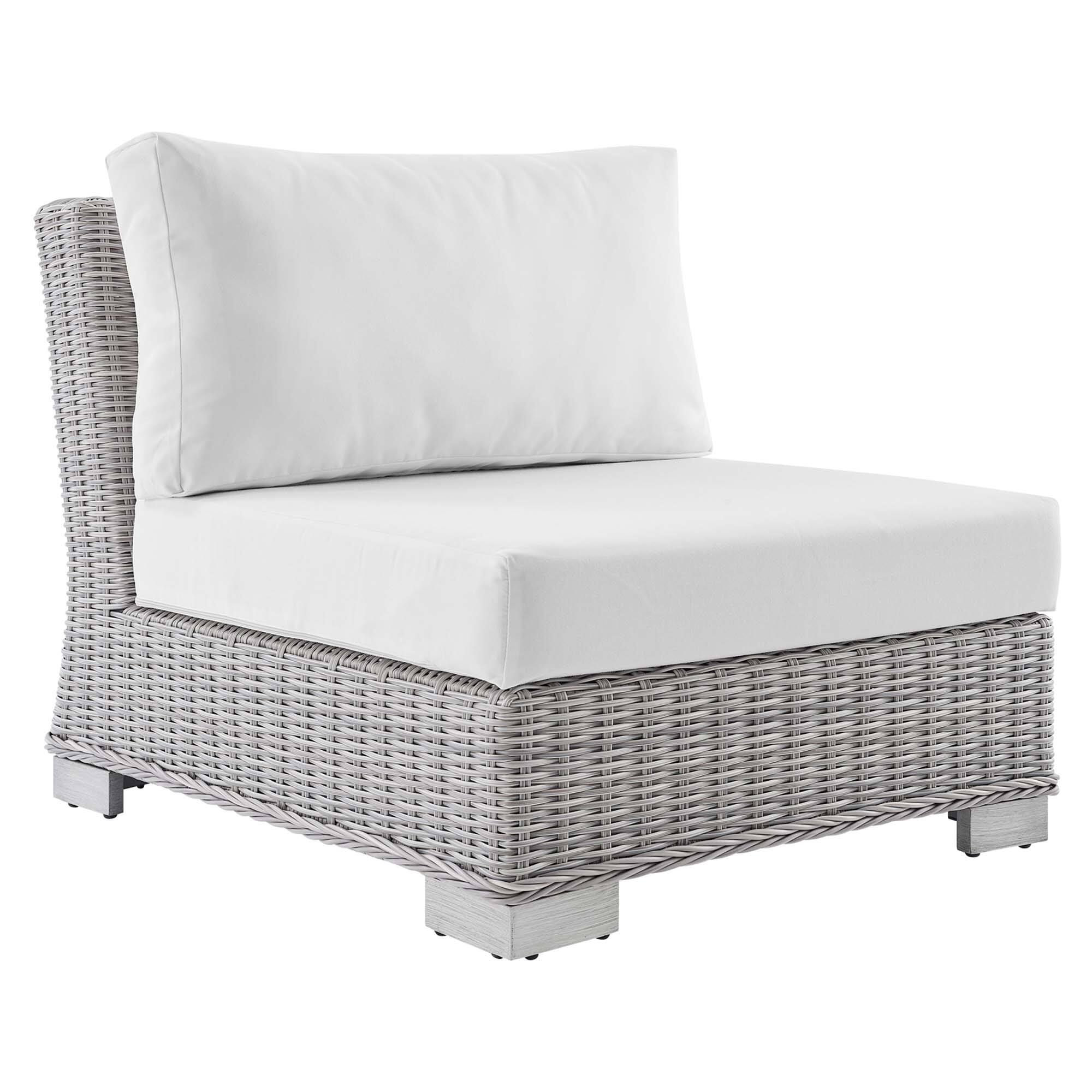 Angle. Modway - Conway Sunbrella® Outdoor Patio Wicker Rattan Armless Chair by Modway - Light Gray White.