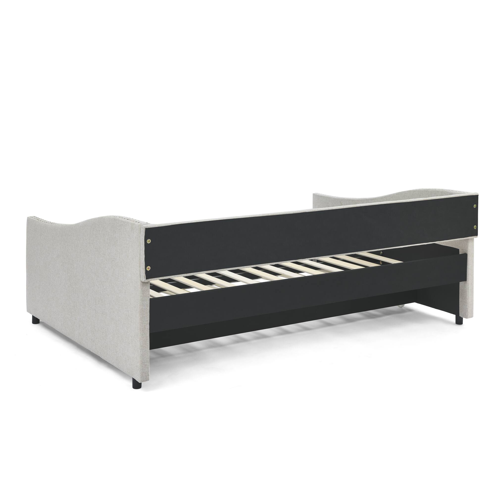 Alt View 6. Tiramisubest - Full Size Daybed with Twin Size Trundle Upholstered Tufted Sofa Bed, ,Beige (80.5"x55.5"x27.5") - Beige.