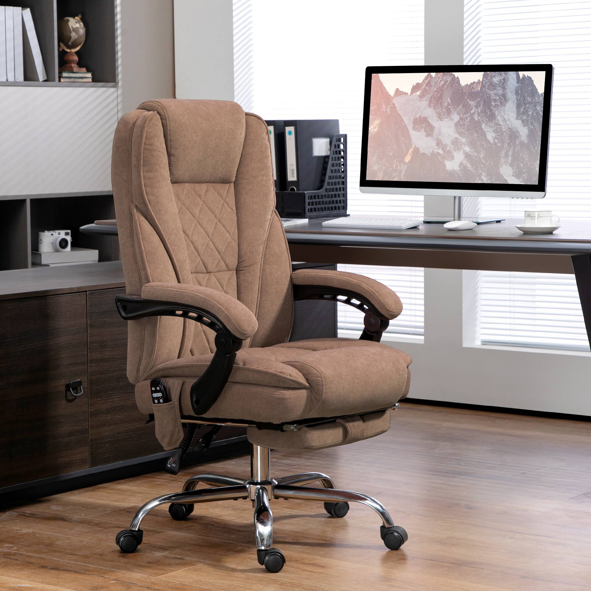 Alt View 1. Vinsetto - Massage Office Chair with Foot Rest, Executive Office Chair with 6 Vibration Point and Heat - Brown.