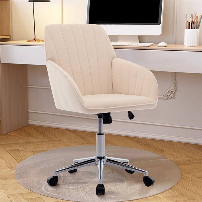 Back. HTUTWOO - Adjustable Office Chair - Home Bedroom Ergonomic Swivel Chair, Backrest Seat, Comfortable for Long Sitting - Khaki.