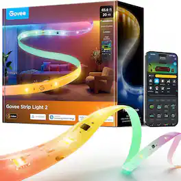 Govee - LED Strip Light 2, 65.6ft, RGBWWIC, Tunable 1000K-10000K, Works with Matter, Alexa, Google - Multicolor
