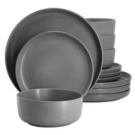 Gibson - Soho Lounge Bryant Park 12 Piece Reactive Stoneware Dinnerware Set - Gray