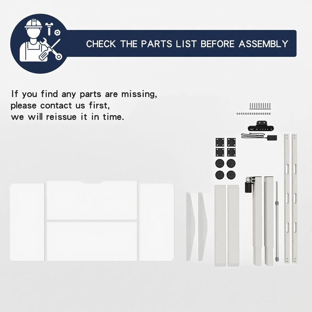 CHECK THE PARTS LIST BEFORE ASSEMBLY

If you find any parts are missing, please contact us first, we will reissue it in time.